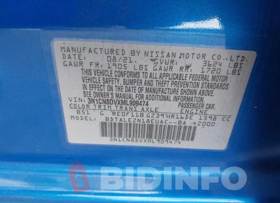 3N1CN8DVXML909474 Photo# 9