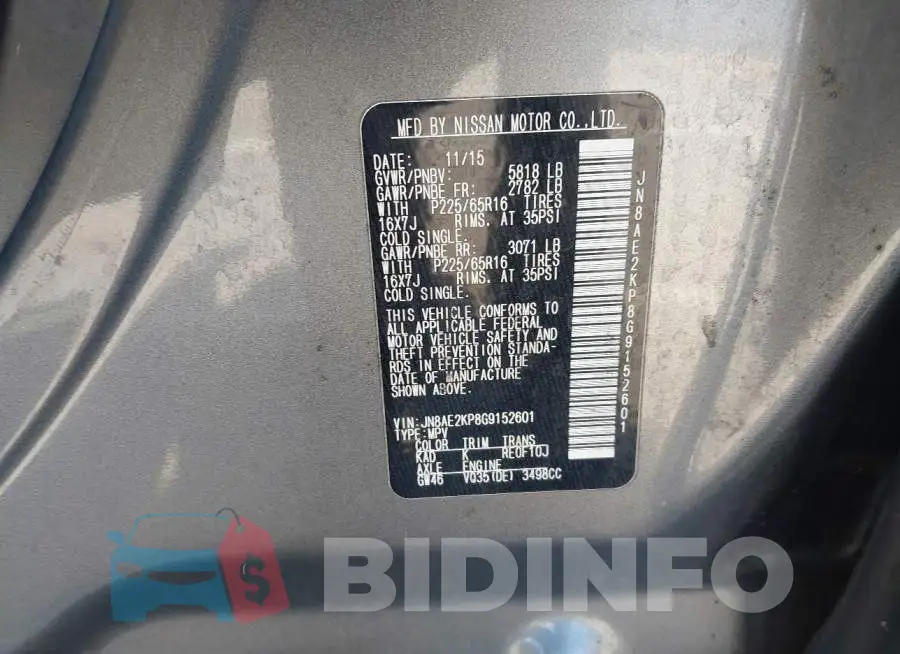 JN8AE2KP8G9152601 Photo# 9
