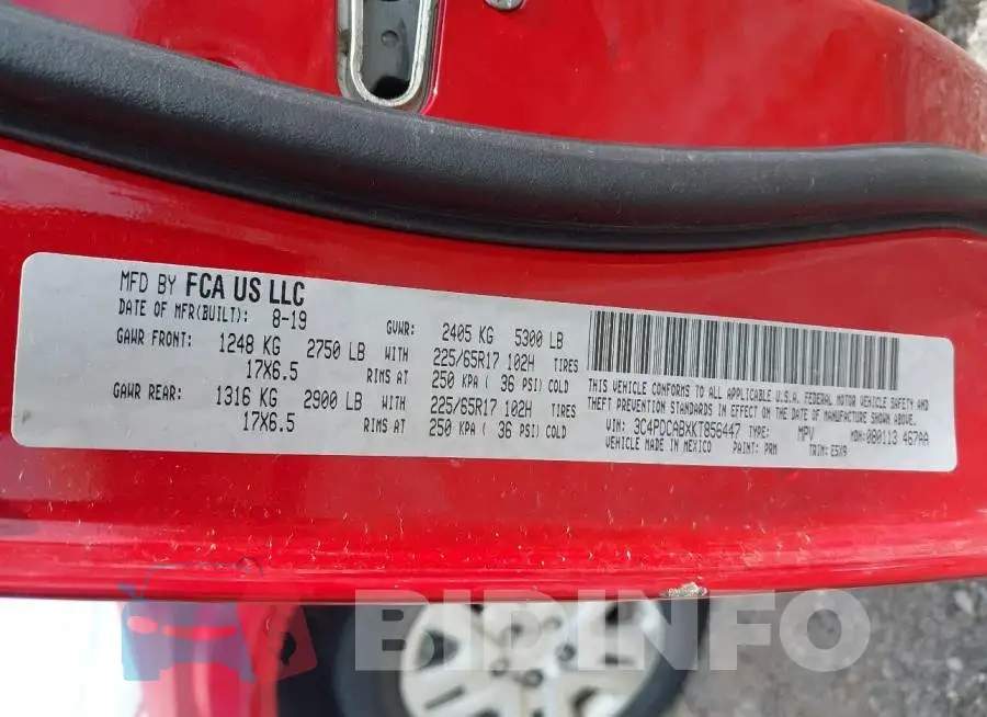 3C4PDCABXKT856447 Photo# 9