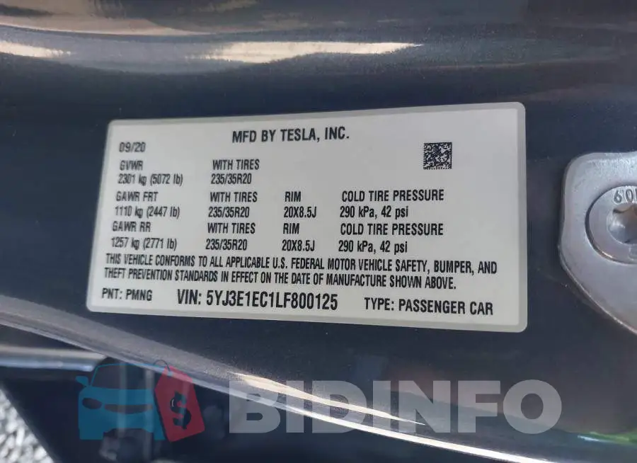5YJ3E1EC1LF800125 Photo# 9