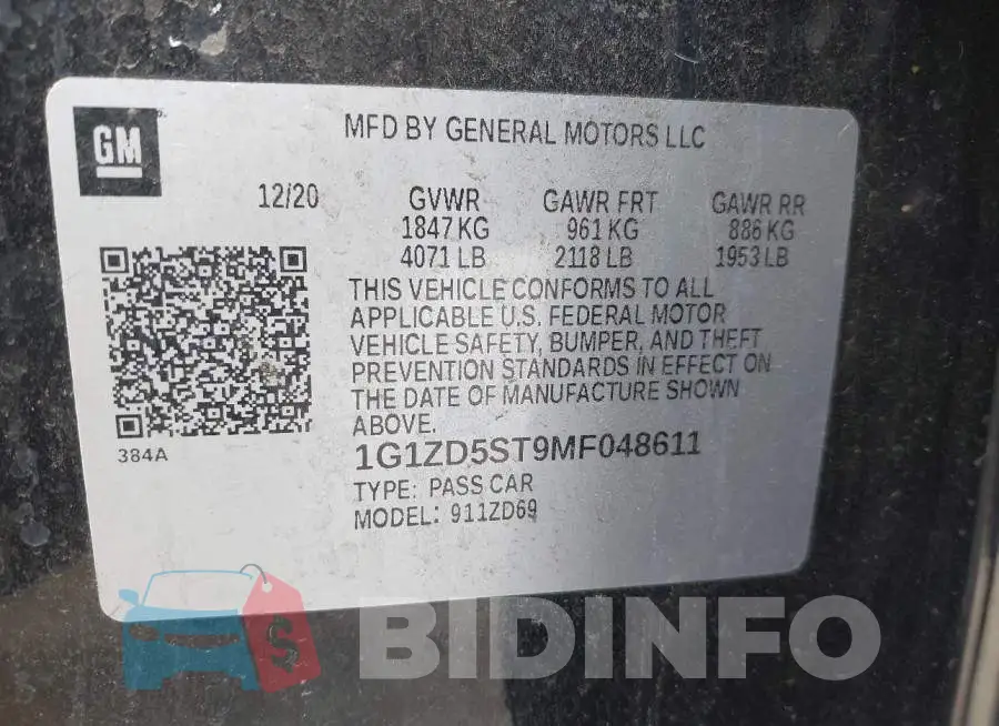 1G1ZD5ST9MF048611 Photo# 9
