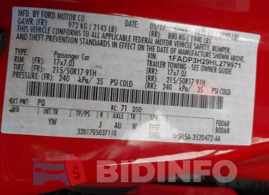 1FADP3H29HL279971 Photo# 9