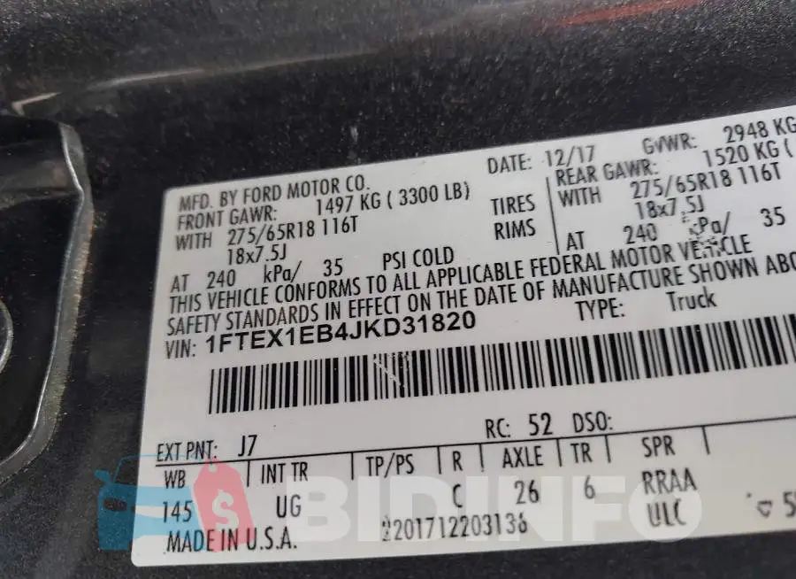 1FTEX1EB4JKD31820 Photo# 9