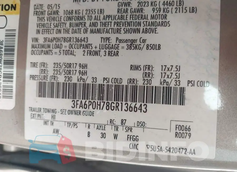3FA6P0H78GR136643 Photo# 9