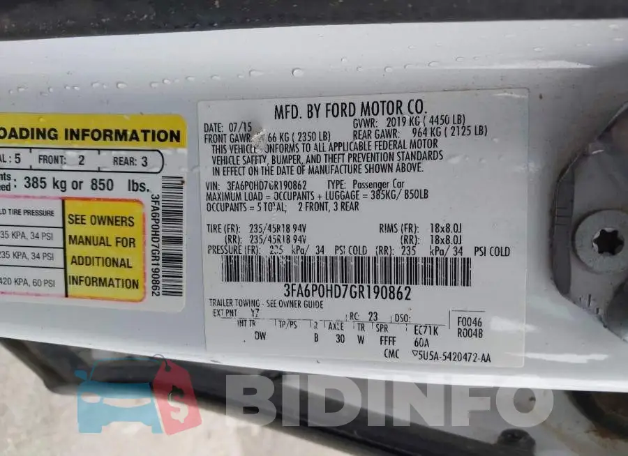 3FA6P0HD7GR190862 Photo# 9