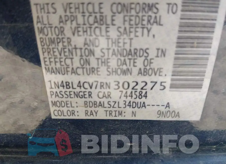 1N4BL4CV7RN302275 Photo# 9