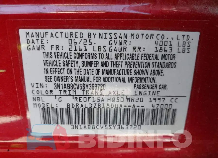 3N1AB8CV5SY363720 Photo# 9