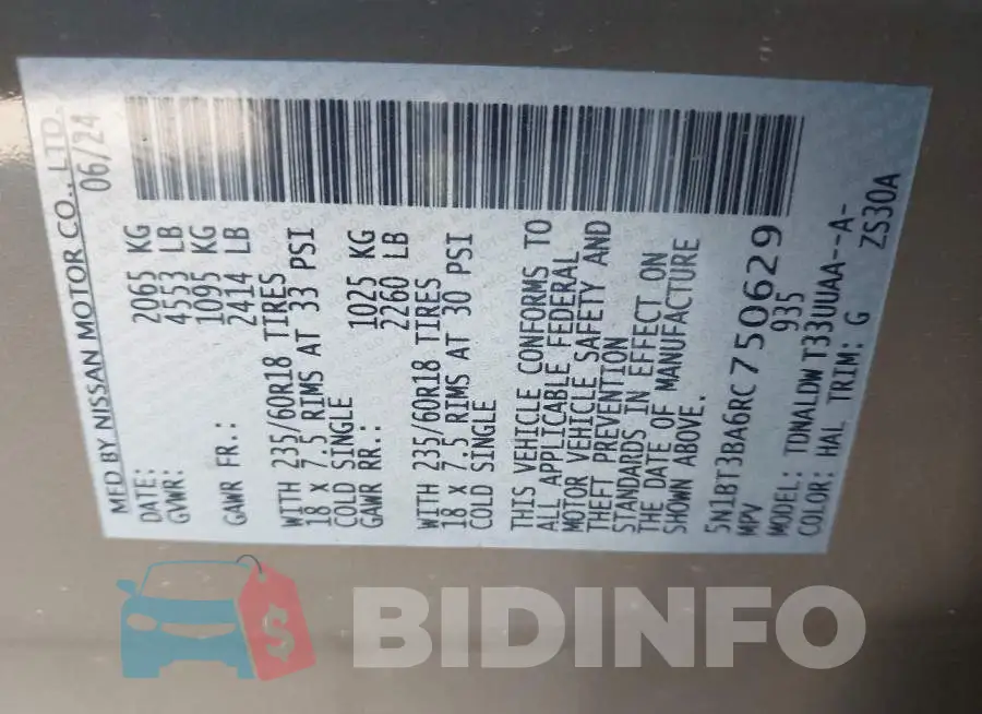 5N1BT3BA6RC750629 Photo# 9