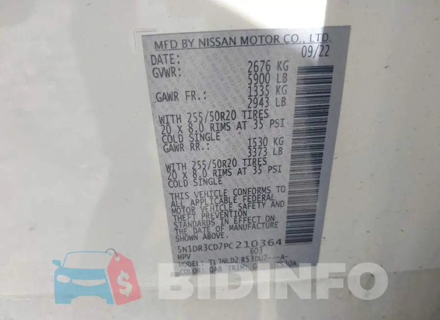 5N1DR3CD7PC210364 Photo# 9