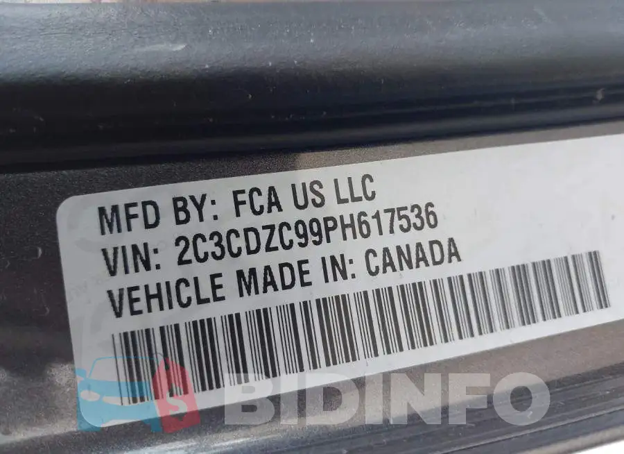 2C3CDZC99PH617536 Photo# 9