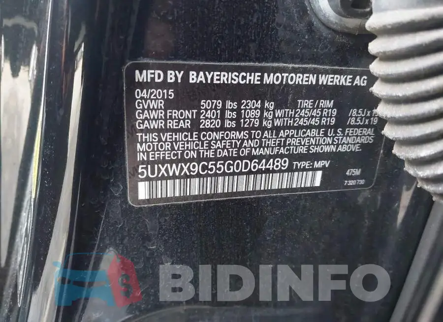 5UXWX9C55G0D64489 Photo# 9