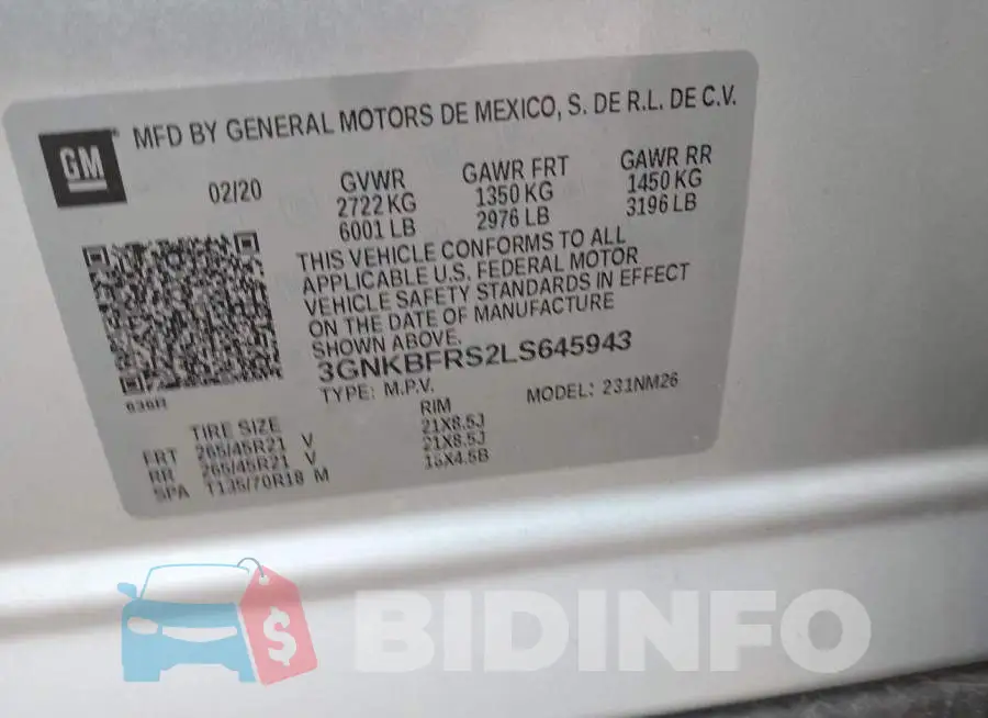 3GNKBFRS2LS645943 Photo# 9