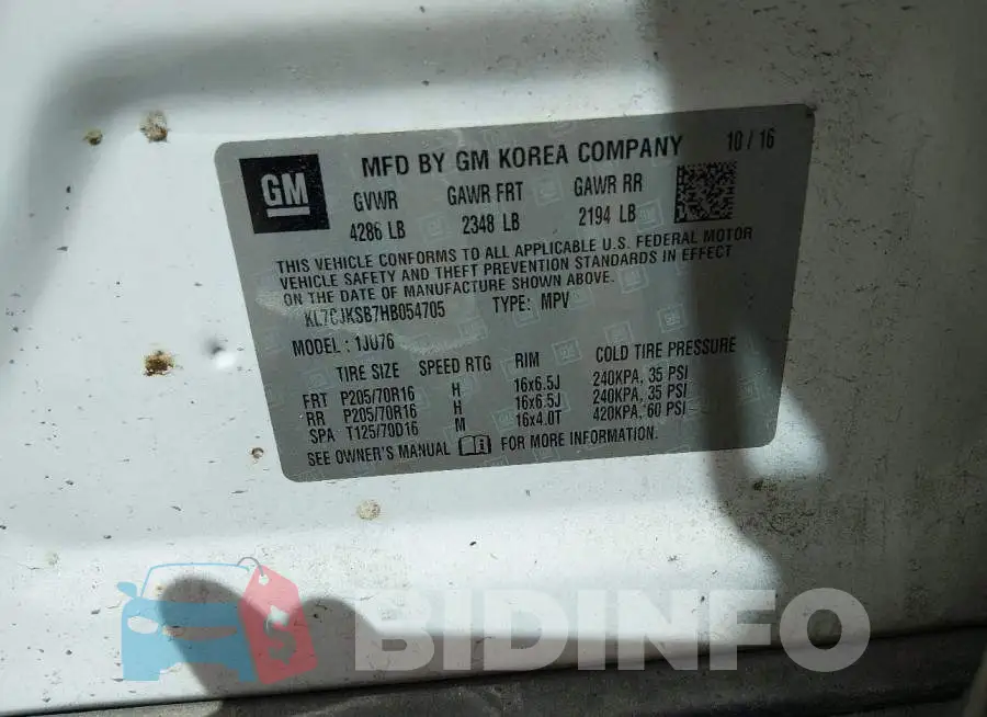 KL7CJKSB7HB054705 Photo# 9