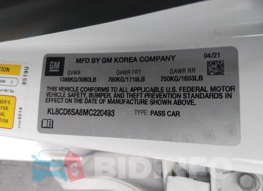 KL8CD6SA8MC220493 Photo# 9