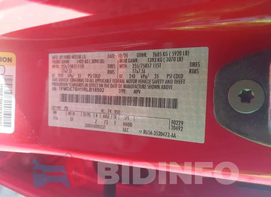 1FMDE7BH1RLB18502 Photo# 9