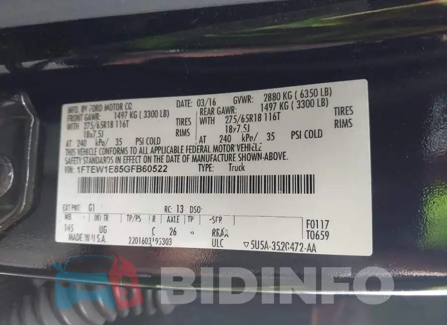 1FTEW1E85GFB60522 Photo# 9