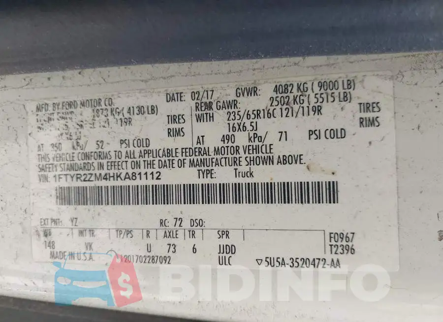 1FTYR2ZM4HKA81112 Photo# 9