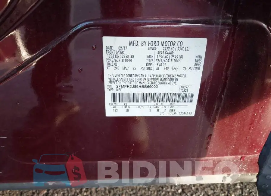 2FMPK3J89HBB69003 Photo# 9