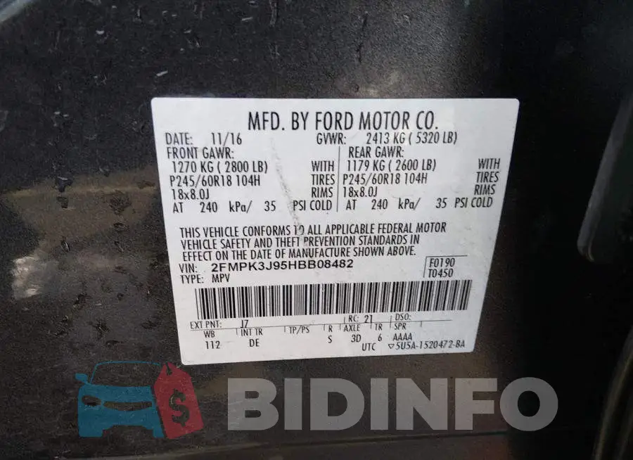 2FMPK3J95HBB08482 Photo# 9