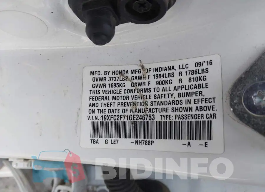 19XFC2F71GE246753 Photo# 9