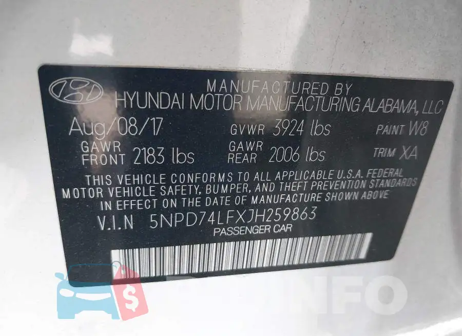 5NPD74LFXJH259863 Photo# 9