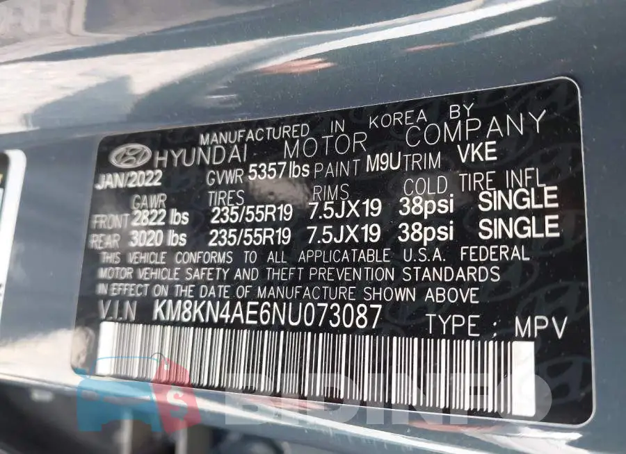 KM8KN4AE6NU073087 Photo# 9