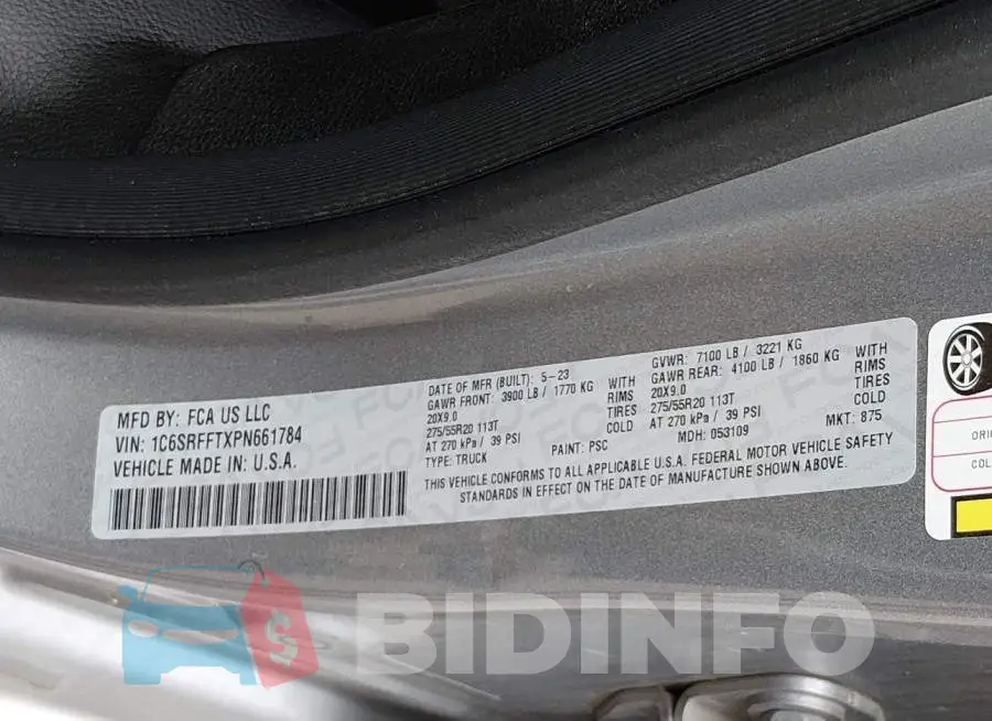 1C6SRFFTXPN661784 Photo# 9