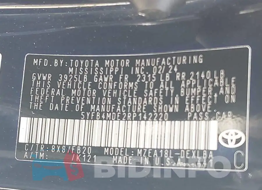 5YFB4MDE2RP142220 Photo# 9