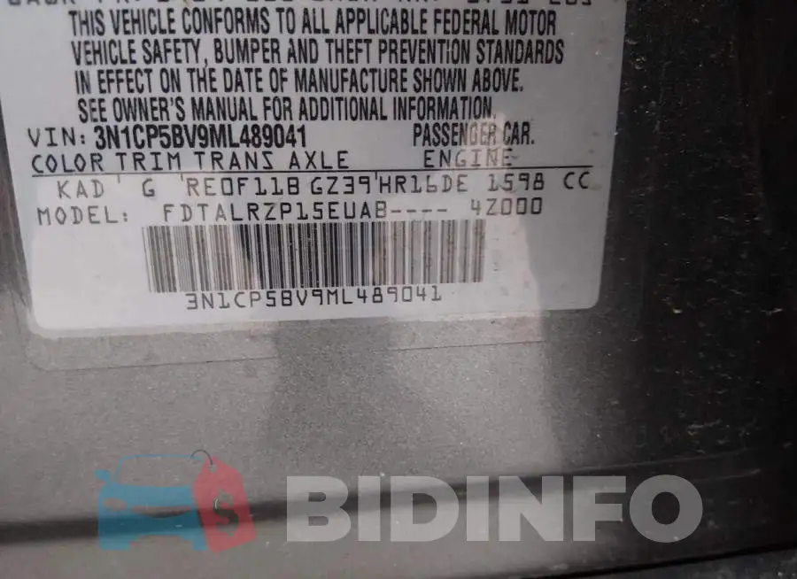 3N1CP5BV9ML489041 Photo# 9