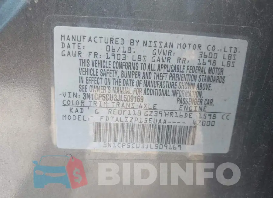 3N1CP5CU3JL509169 Photo# 9