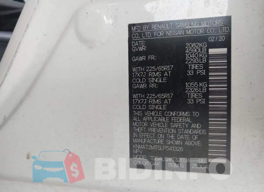KNMAT2MT5LP541326 Photo# 9