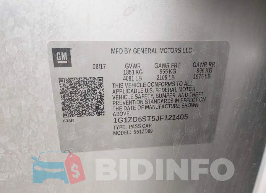 1G1ZD5ST5JF121405 Photo# 9