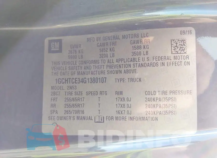 1GCHTCE34G1380107 Photo# 9