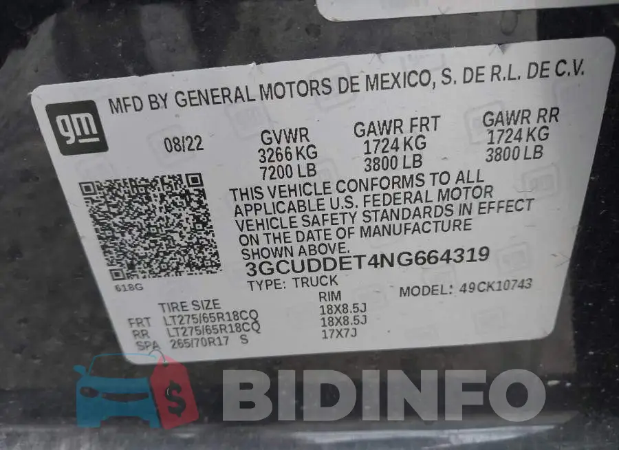 3GCUDDET4NG664319 Photo# 9