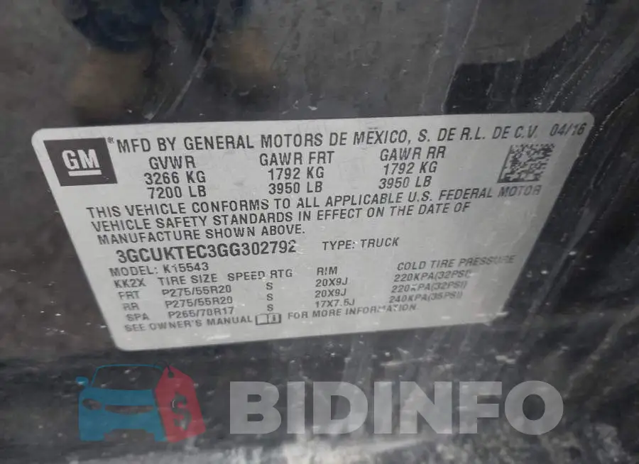 3GCUKTEC3GG302792 Photo# 9