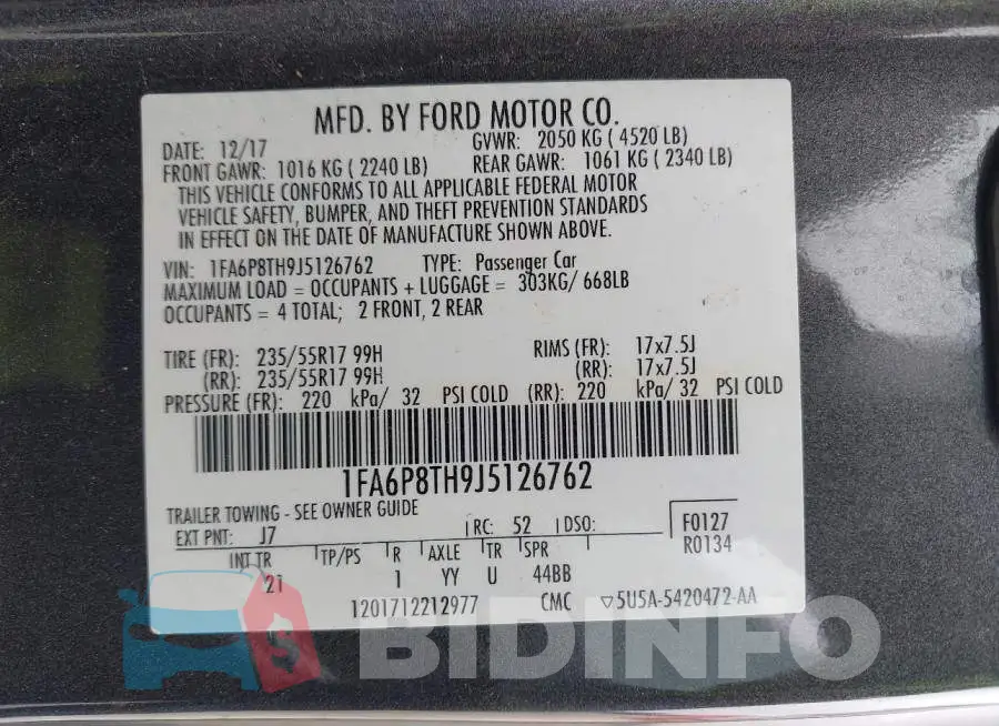 1FA6P8TH9J5126762 Photo# 9