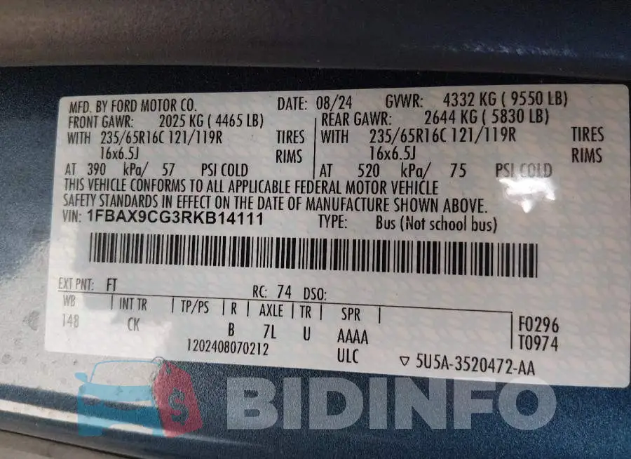 1FBAX9CG3RKB14111 Photo# 9