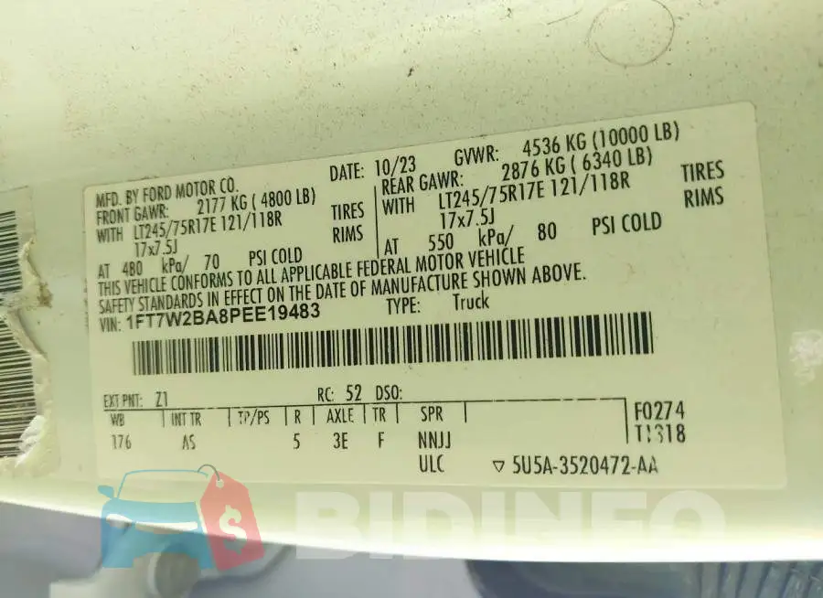 1FT7W2BA8PEE19483 Photo# 9