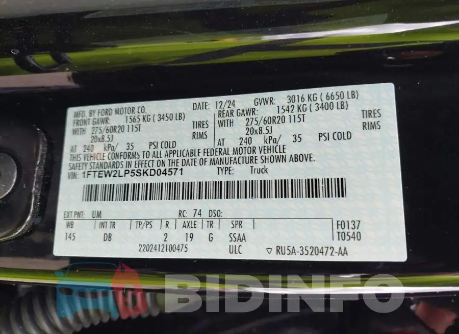 1FTEW2LP5SKD04571 Photo# 9