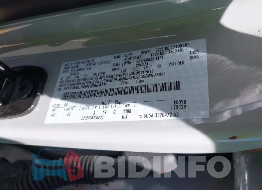 1FTFW5L82RKE86478 Photo# 9
