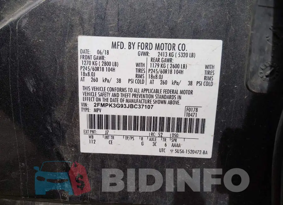 2FMPK3G93JBC37107 Photo# 9
