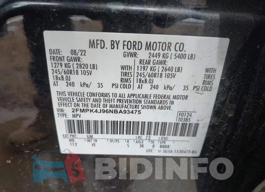 2FMPK4J96NBA93475 Photo# 9