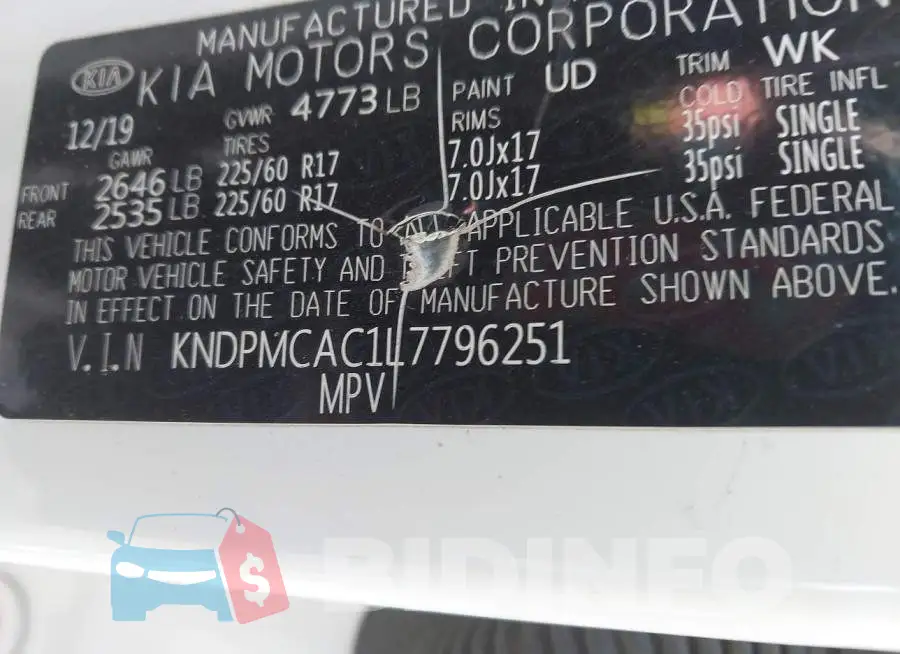 KNDPMCAC1L7796251 Photo# 9
