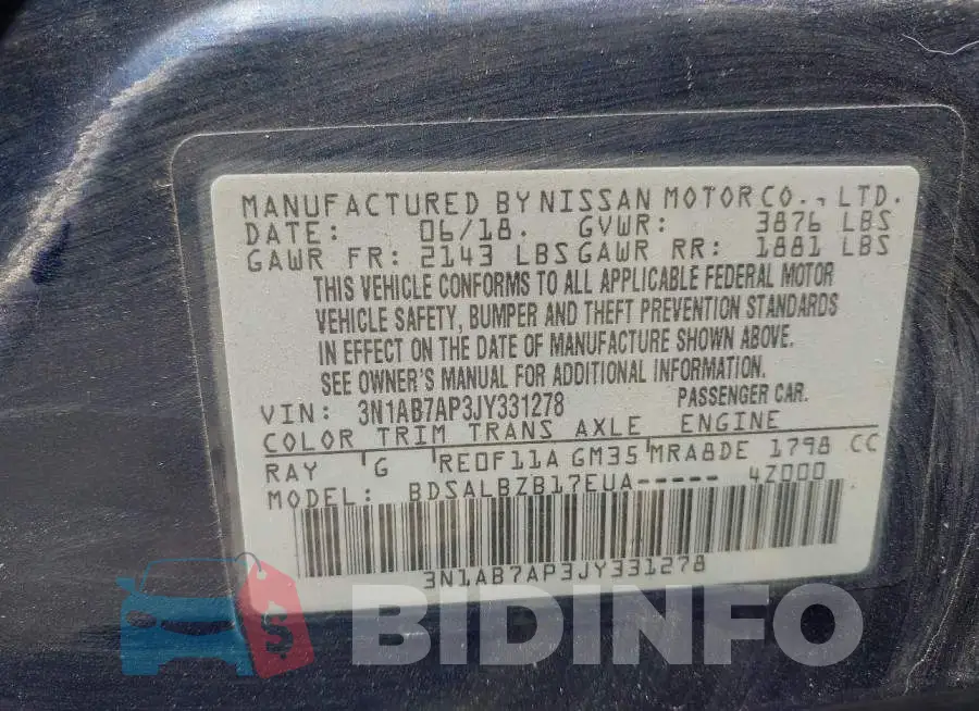 3N1AB7AP3JY331278 Photo# 9