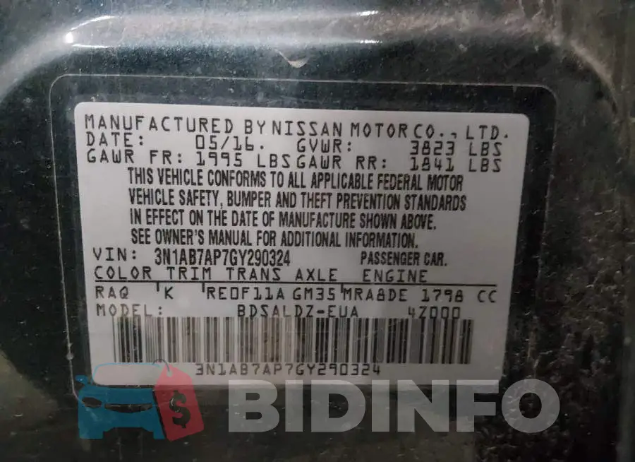 3N1AB7AP7GY290324 Photo# 9
