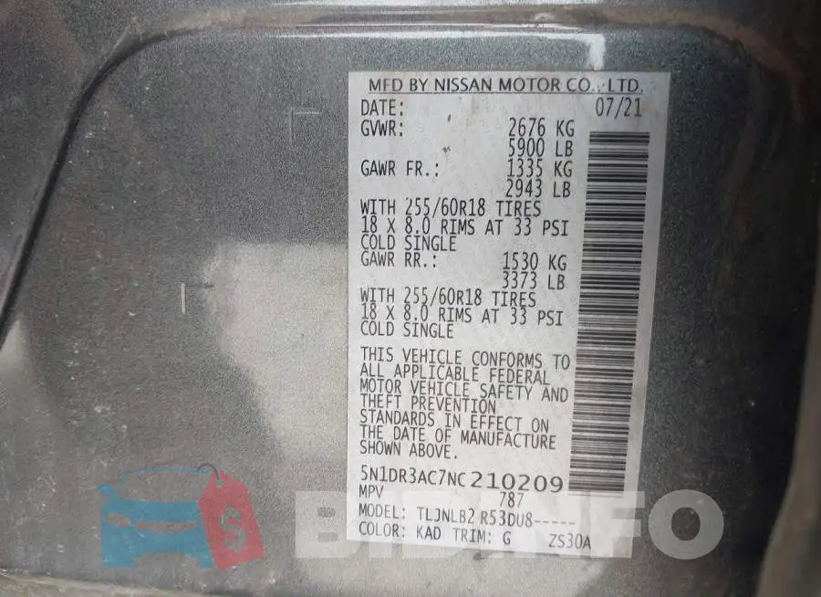 5N1DR3AC7NC210209 Photo# 9