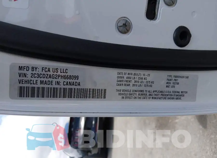 2C3CDZAG2PH668099 Photo# 9