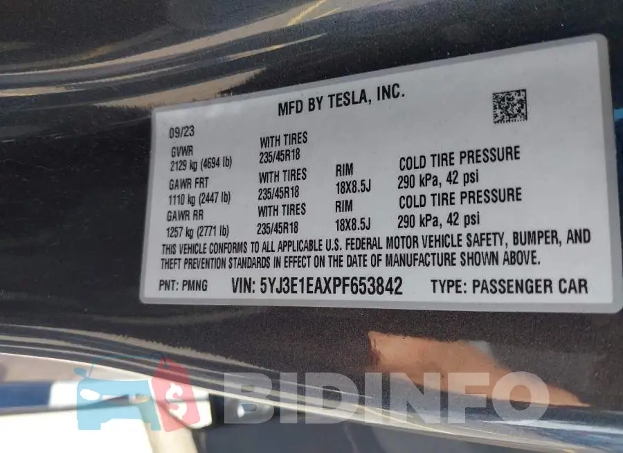 5YJ3E1EAXPF653842 Photo# 9