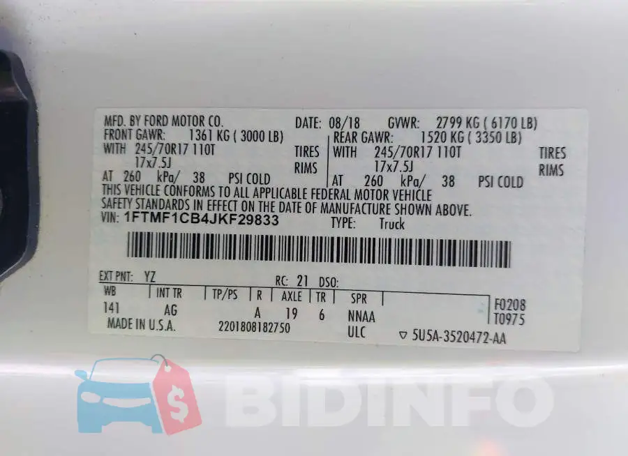 1FTMF1CB4JKF29833 Photo# 9