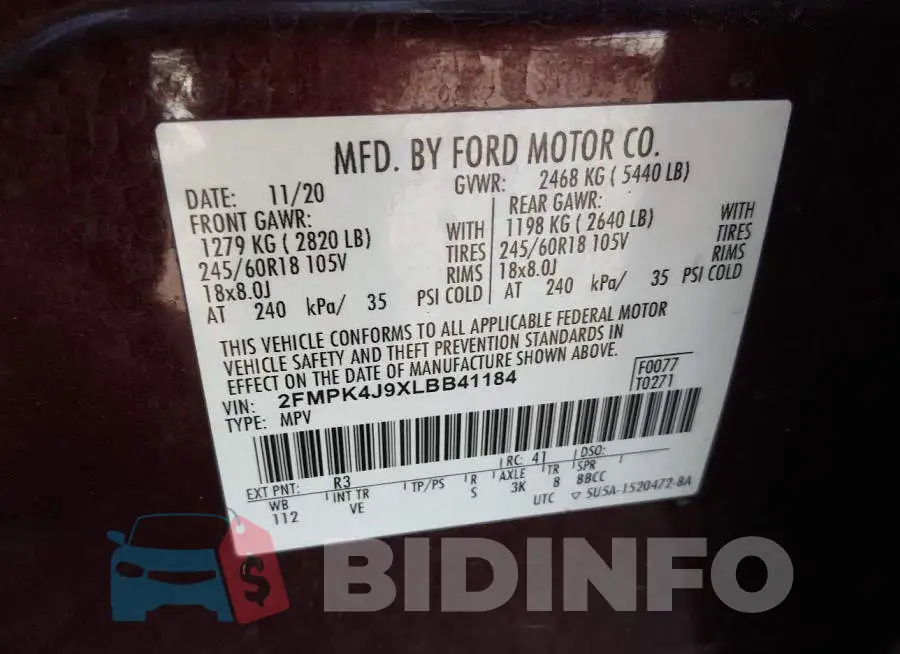 2FMPK4J9XLBB41184 Photo# 9